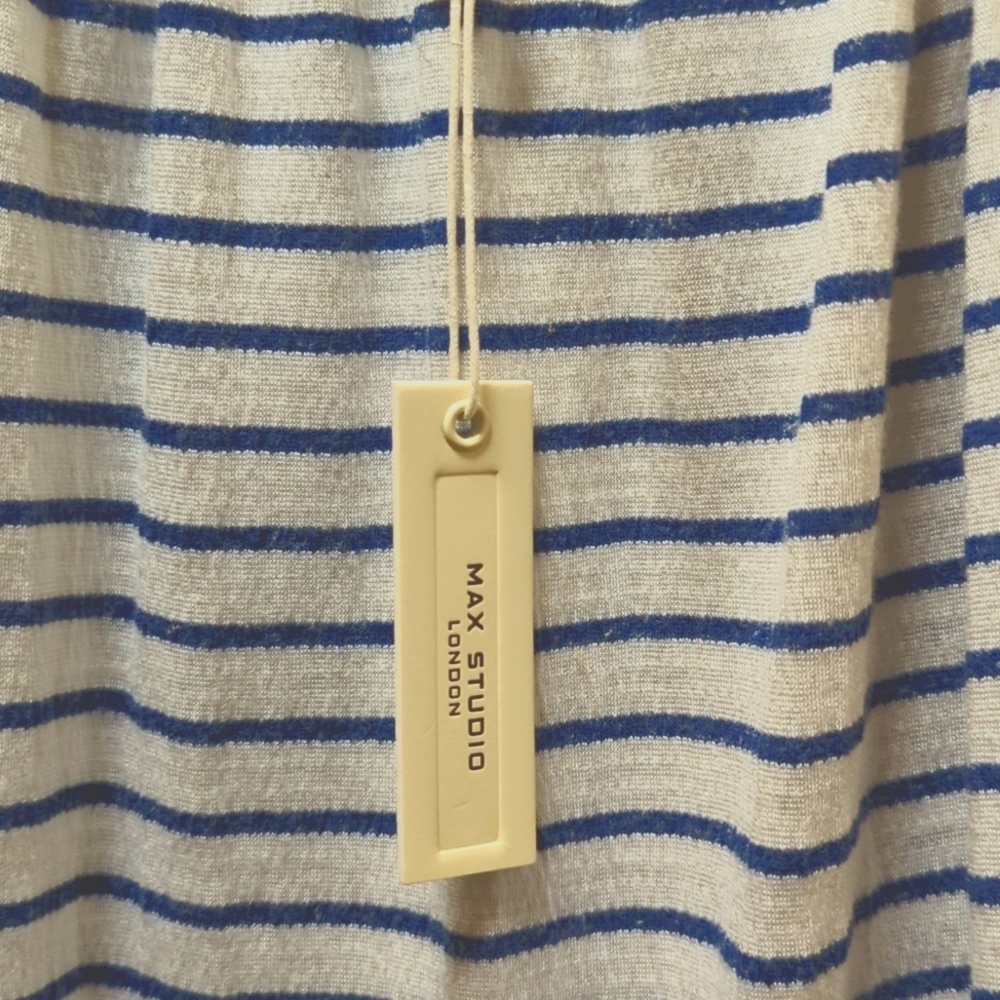 Max Studio Navy and white Stripe Swing Halter Dress sz S - Picture 4 of 7